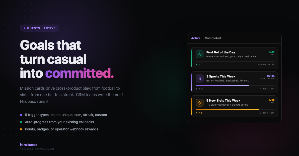 Hirobaso Quests — challenges that progress automatically